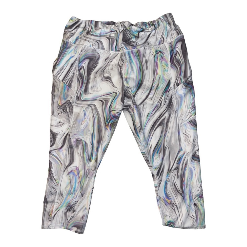 Athleta Marble Swirl Leggings in Black, White, Gray with Iridescent Accents - Picture 10 of 12